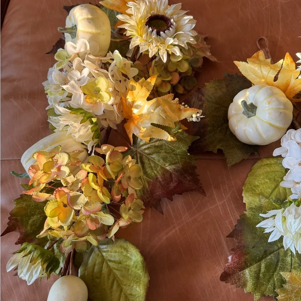 Autumn Harvest Floral Swag with Pumpkins